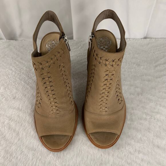 Vince Camuto Women's Katri Woven Leather Peep-Toe Booties Size 9/39 - Picture 2 of 10